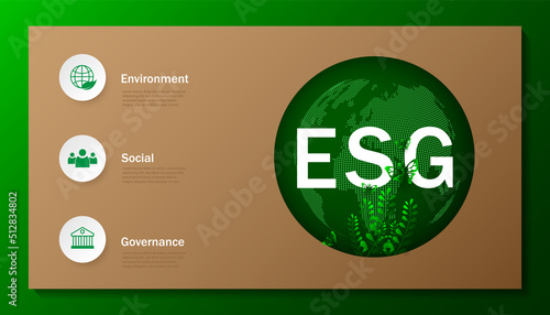 Banner ESG - Environmental, Social and Corporate Governance. concept of business trend. vector design illustration.
