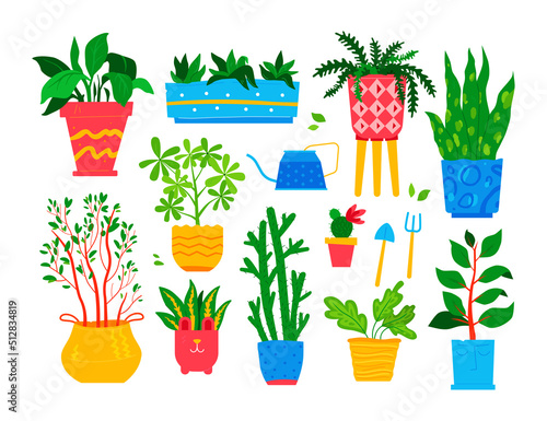 Take care of plants - flat design style object set