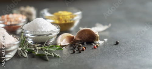 Different types of salt and culinary spices