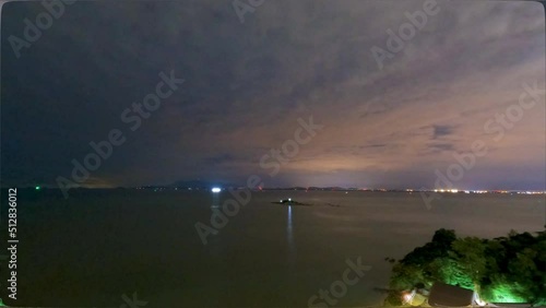 4k time lapse video on activity at the sea during night time