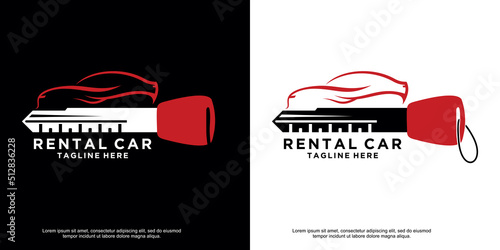 Automotive car rental logo design with premium unique illustration Premium Vector