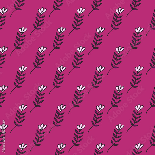 Abstract simple flower seamless pattern. Children s floral wallpaper. Cute plants endless backdrop.