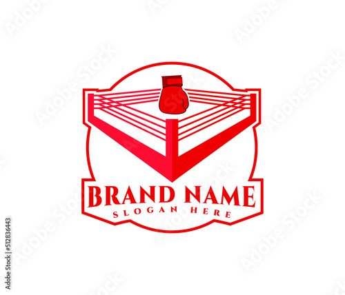 Logo for a boxing with glove and ring, circle shape boxing ring vector