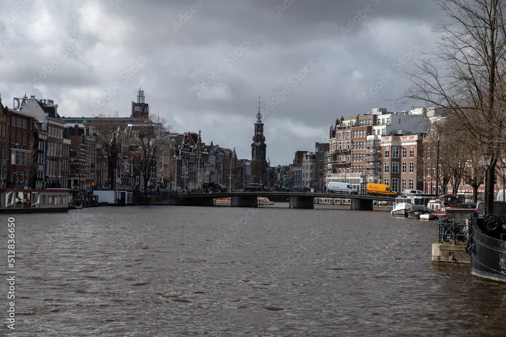 Dark Weather Around The Amstel River At The Stopera Building At Amsterdam The Netherlands 25-2-2022