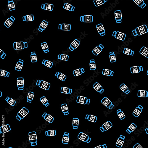 Line Printer ink bottle icon isolated seamless pattern on black background. Vector