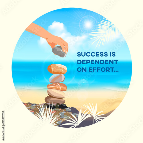 Balanced stones. Success is dependent on effort
