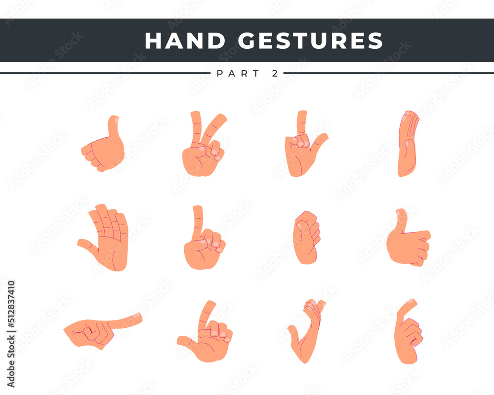 illustration of hand gestures in different positions set isolated illustration of hand gestures in different positions set isolated