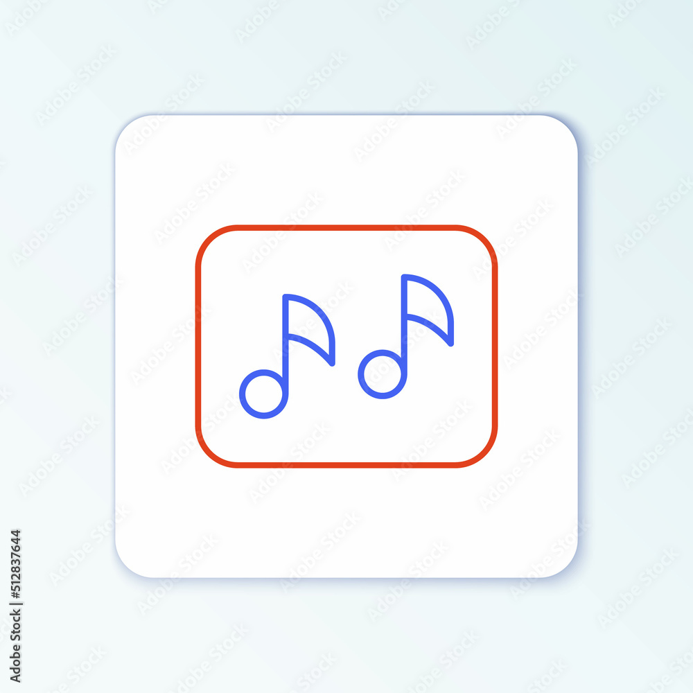 Line Music note, tone icon isolated on white background. Colorful outline concept. Vector Line Music note, tone icon isolated on white background. Colorful outline concept. Vector