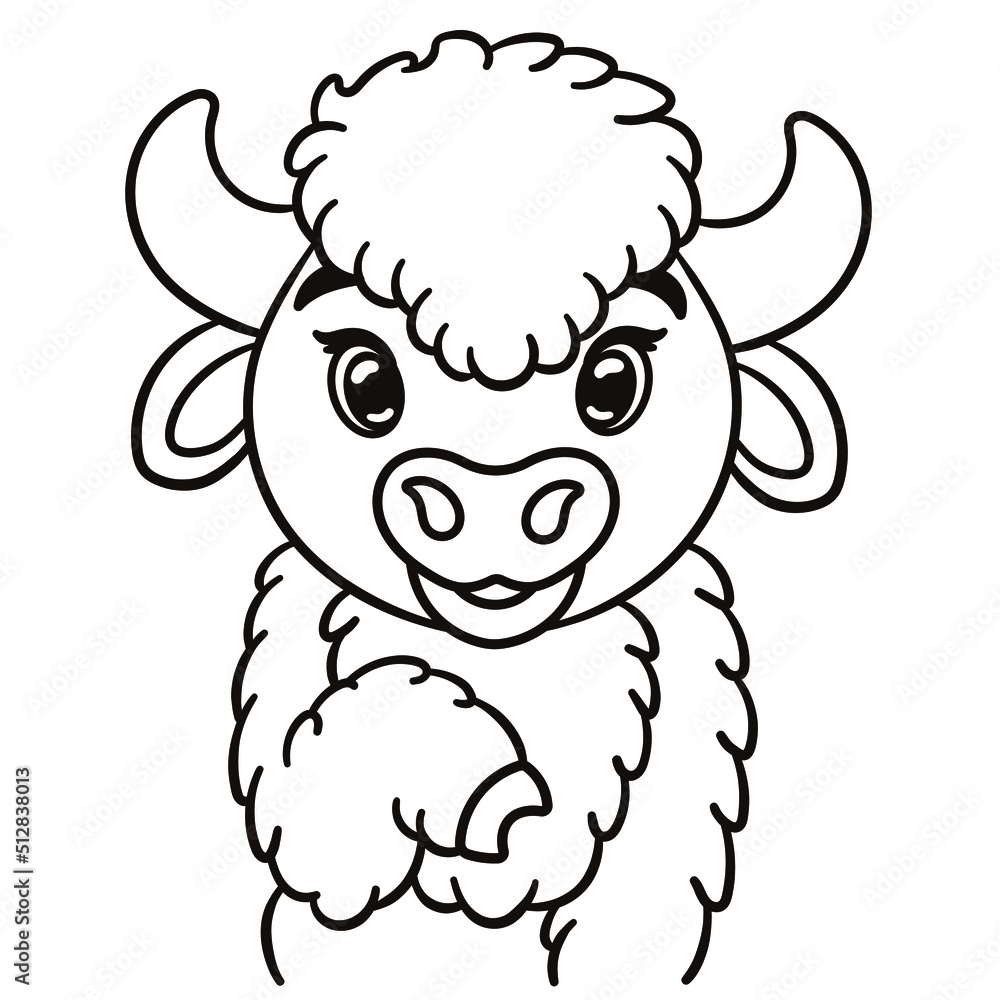 Bison cartoon illustration. Cute baby animal print for t-shirts, mugs, totes, stickers, nursery wall arts, greeting cards, etc. Bison cartoon illustration. Cute baby animal print for t-shirts, mugs, totes, stickers, nursery wall arts, greeting cards, etc.