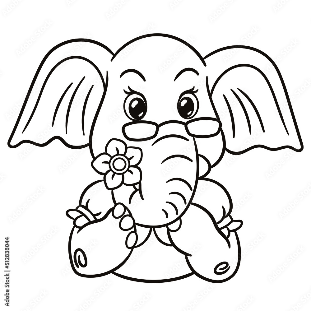 Fototapeta premium Elephant cartoon illustration. Cute baby animal print for t-shirts, mugs, totes, stickers, nursery wall arts, greeting cards, etc. 