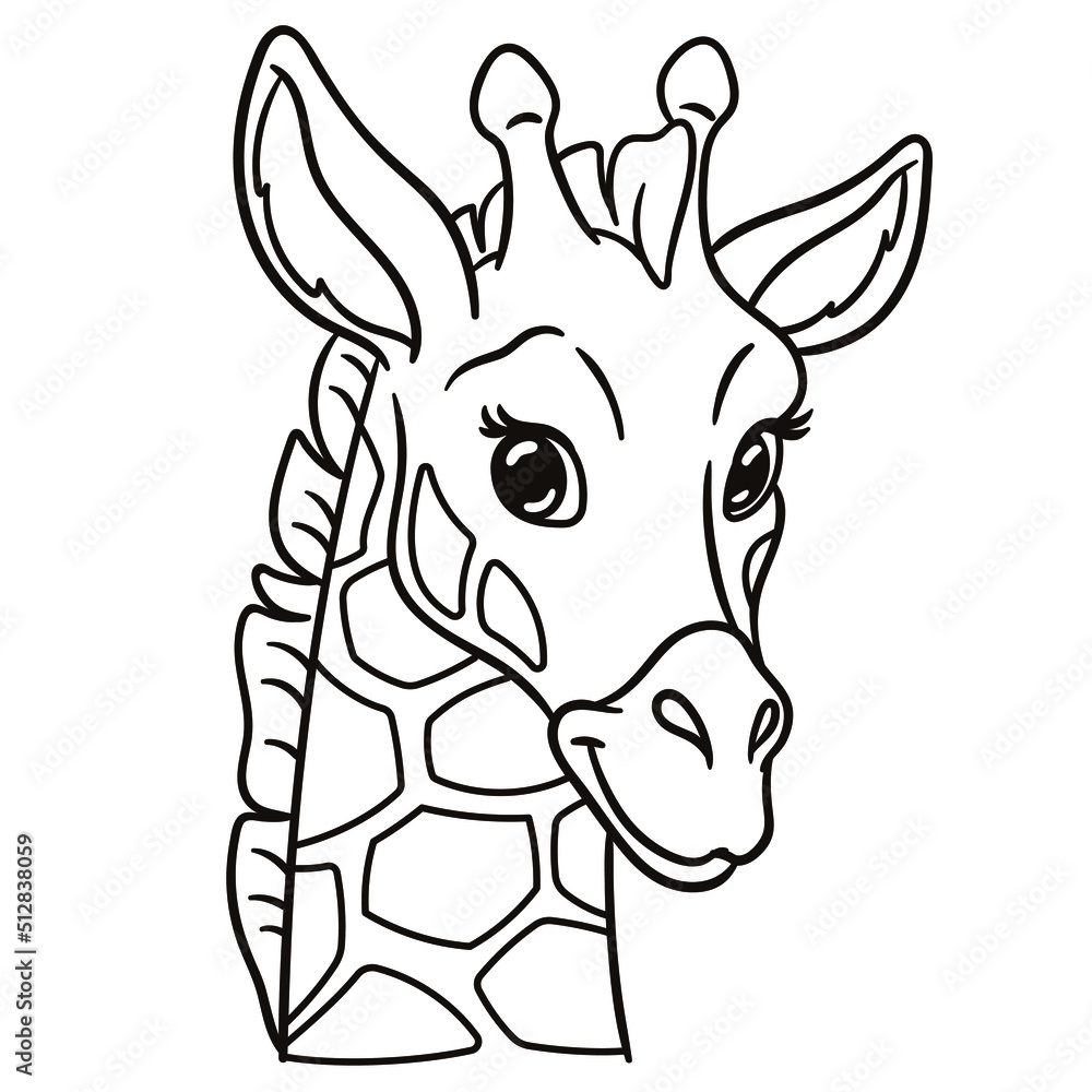 Giraffe cartoon illustration. Cute baby animal print for t-shirts, mugs, totes, stickers, nursery wall arts, greeting cards, etc. 