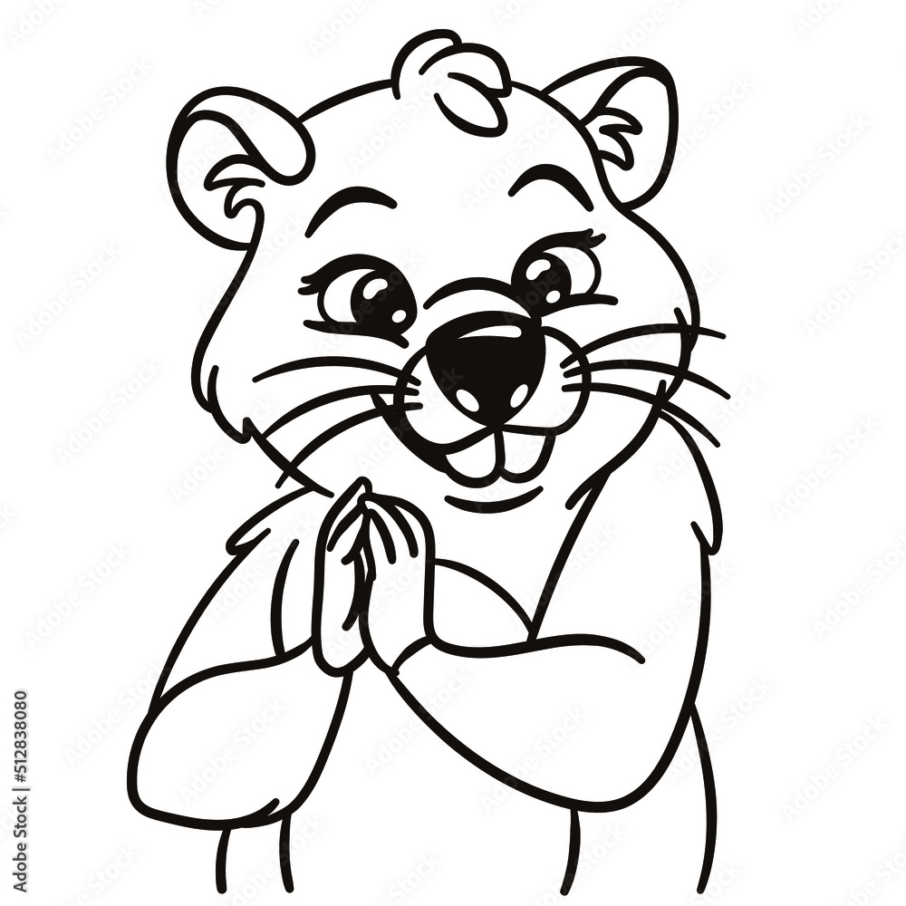 Naklejka premium Ground squirrel cartoon illustration. Cute baby animal print for t-shirts, mugs, totes, stickers, nursery wall arts, greeting cards, etc. 