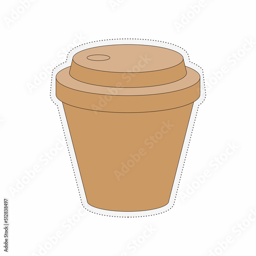 Cup of cofee sticker cartoon style .Vector illustration.