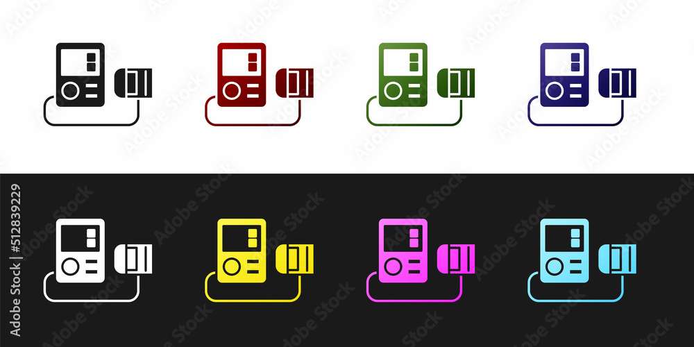 Set Blood pressure icon isolated on black and white background. Vector Illustration