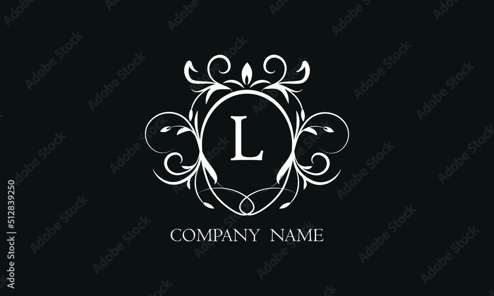 Elegant floral monogram with decorative elements and the letter L. Template for invitations, labels, business. Wedding monograms. Exquisite calligraphic ornament. Elegant floral monogram with decorative elements and the letter L. Template for invitations, labels, business. Wedding monograms. Exquisite calligraphic ornament.
