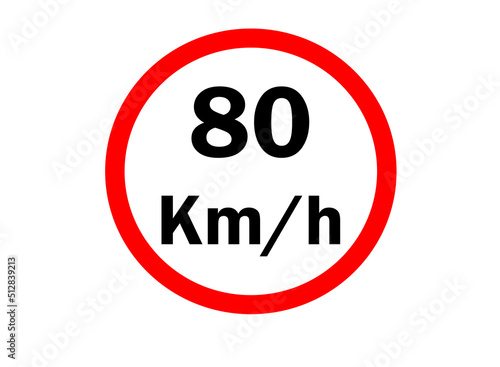 80Km/h Maximum speed limit vector, Road signs
