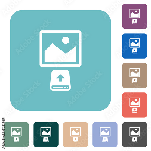 Upload image from hard disk rounded square flat icons