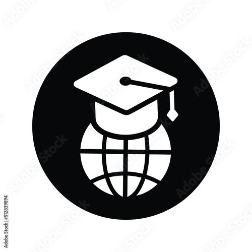 Abroad, international, national icon. Black vector design.