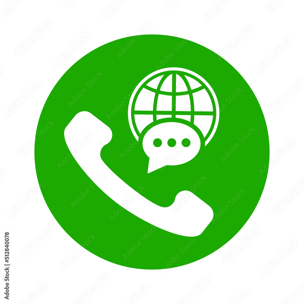Abroad, telephone icon. Green vector graphics. Abroad, telephone icon. Green vector graphics.