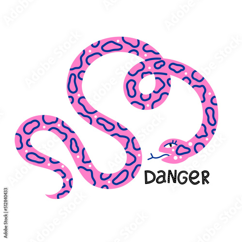 snake tropical animal ,dangerous and poisonous, vector hand drawn