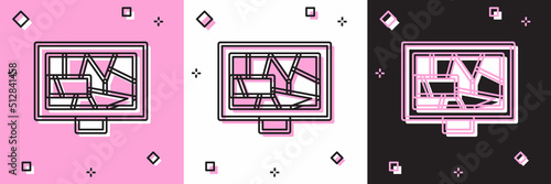 Set Picture art icon isolated on pink and white, black background. Vector