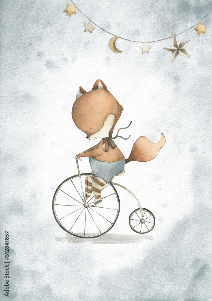 Circus watercolor nursery baby illustration woodland fox vintage ...