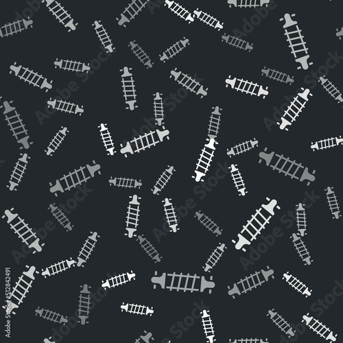 Grey Bicycle suspension icon isolated seamless pattern on black background. Vector