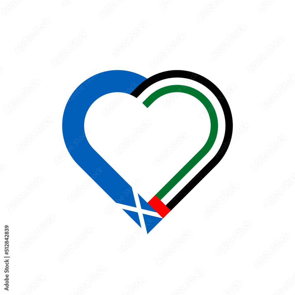 unity concept. heart ribbon icon of scotland and united arab emirates flags. vector illustration isolated on white background unity concept. heart ribbon icon of scotland and united arab emirates flags. vector illustration isolated on white background