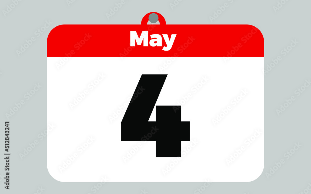 May, 4. White and red calendar May, 4. White and red calendar