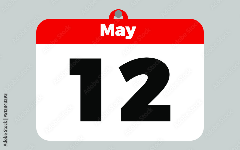 May, 12. White and red calendar May, 12. White and red calendar
