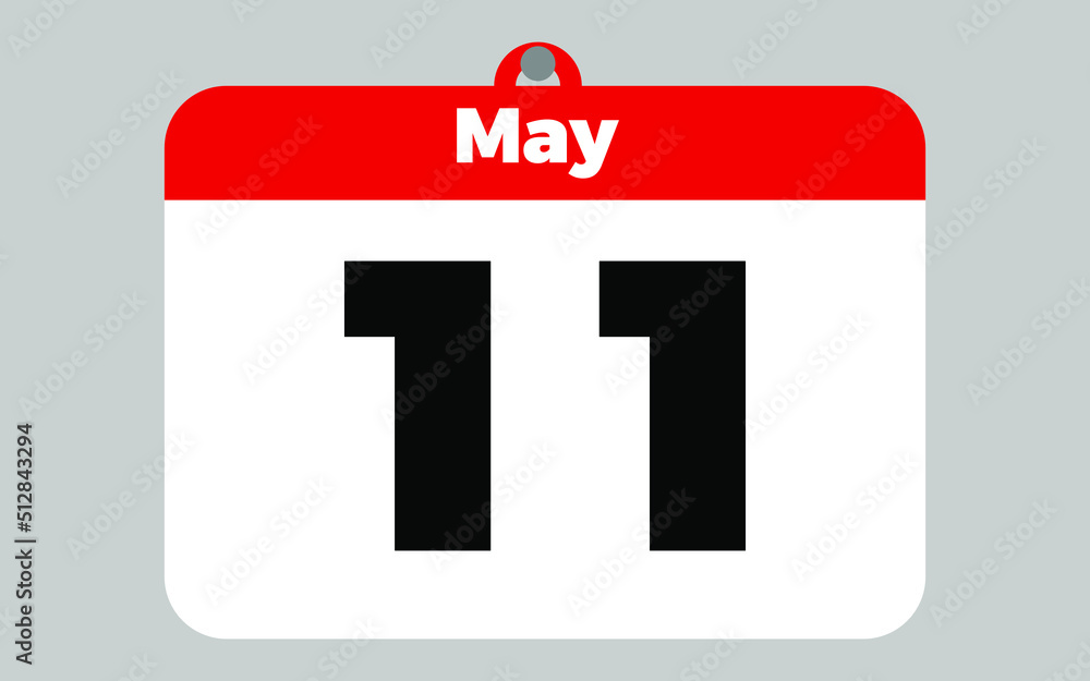 May, 11. White and red calendar May, 11. White and red calendar