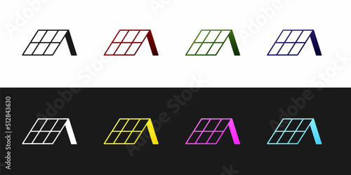 Set Solar energy panel icon isolated on black and white background. Vector