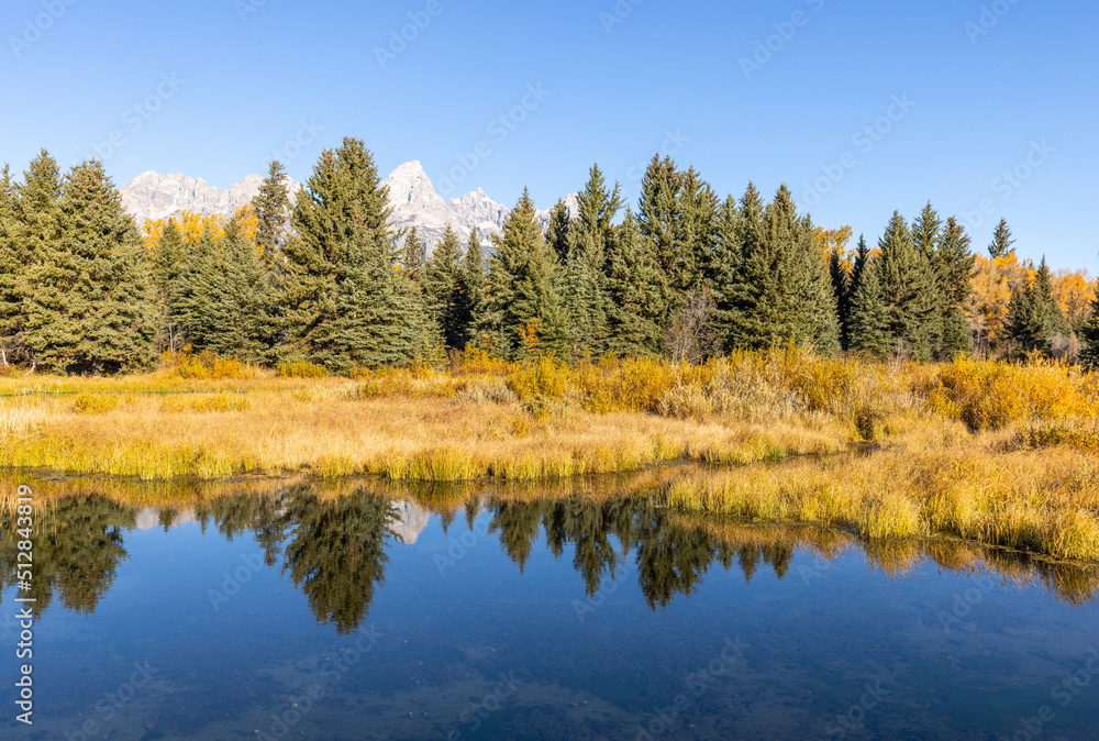 Scenic Reflection Landscape in Grand Teton National Park Wyoming in Autumn Scenic Reflection Landscape in Grand Teton National Park Wyoming in Autumn