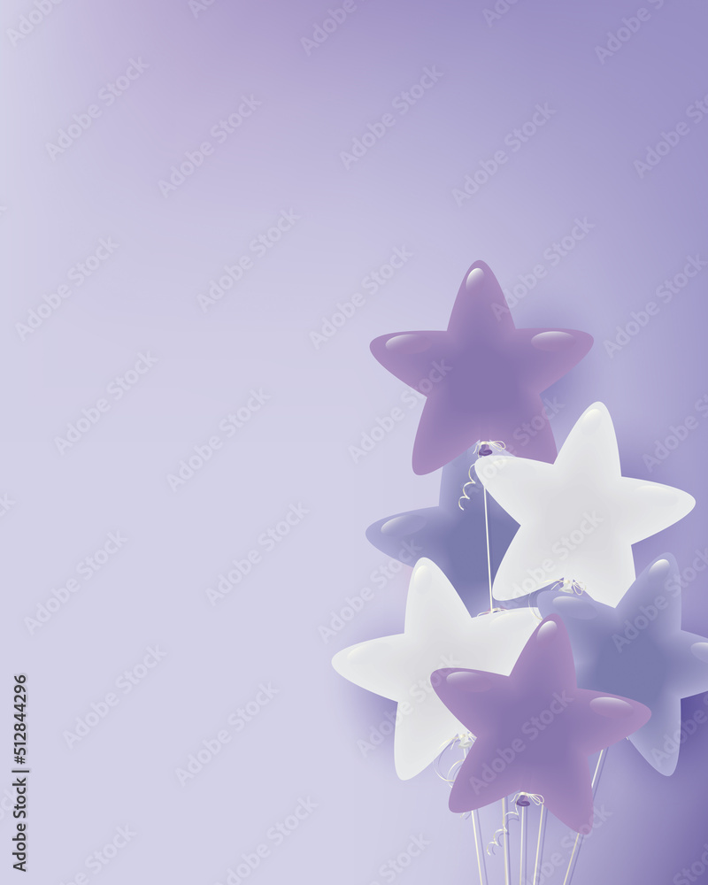 Obraz premium 中間色の星形風船イラスト背景