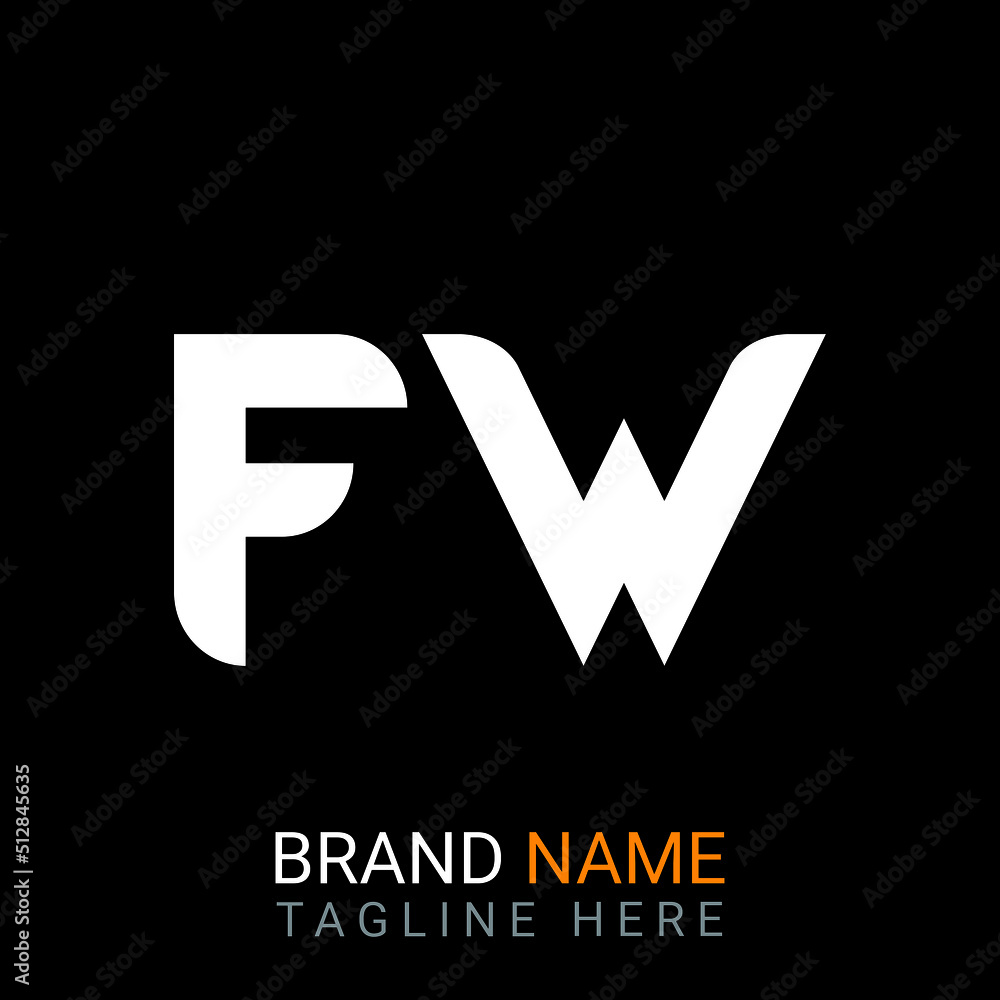 Fw Letter Logo design. black background. Fw Letter Logo design. black background.