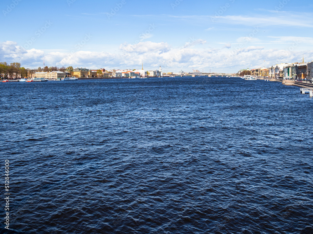 Great Neva river in Saint Petersburg, Russia