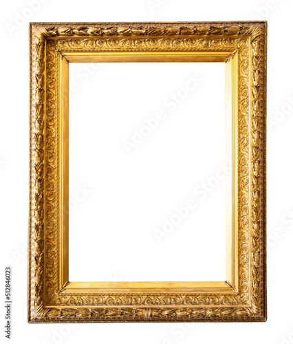 vertical ancient wide golden picture frame cutout