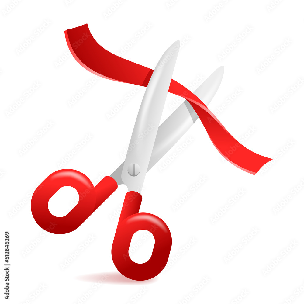 3D scissors Ribbon cutting ceremony Stock Vector Adobe Stock