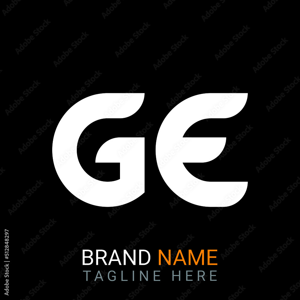 Ge Letter Logo design. black background. Ge Letter Logo design. black background.