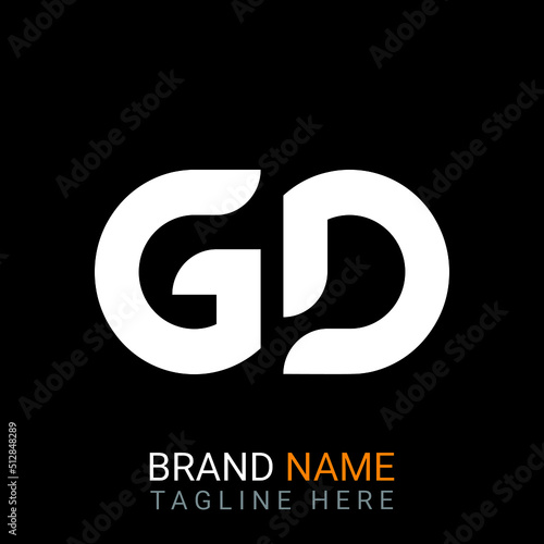 Gd Letter Logo design. black background.