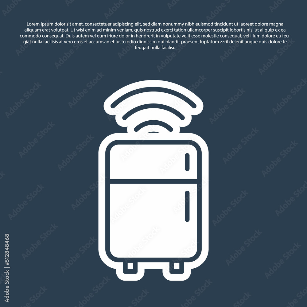 Blue line Smart refrigerator icon isolated on blue background. Fridge freezer refrigerator. Internet of things concept with wireless connection. Vector Blue line Smart refrigerator icon isolated on blue background. Fridge freezer refrigerator. Internet of things concept with wireless connection. Vector