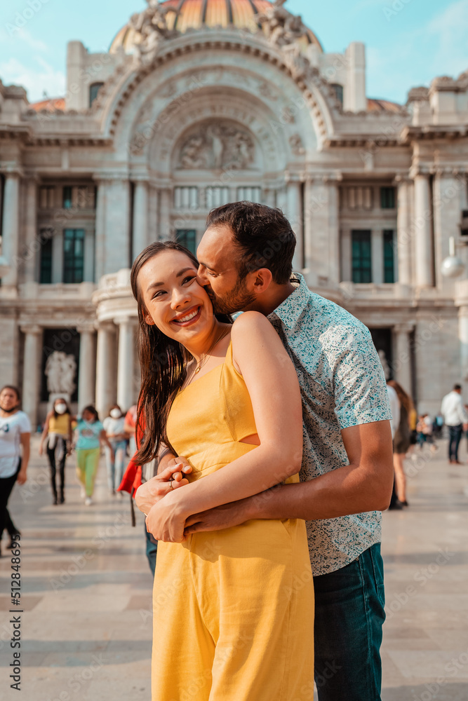 Fototapeta premium beautiful happy couple forehead by forehead
