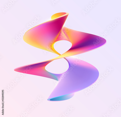 Liquid  3D geometric shapes. Colored ball of spiral line. Abstract vector design element