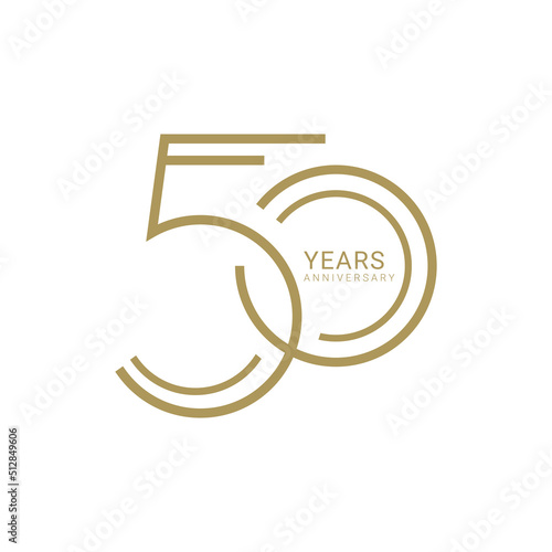 50 Year Anniversary Logo, Golden Color, Vector Template Design element for birthday, invitation, wedding, jubilee and greeting card illustration. photo