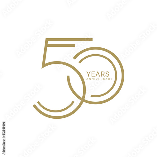 50 Year Anniversary Logo, Golden Color, Vector Template Design element for birthday, invitation, wedding, jubilee and greeting card illustration.