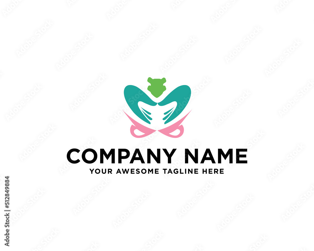 womb hand health logo flat color