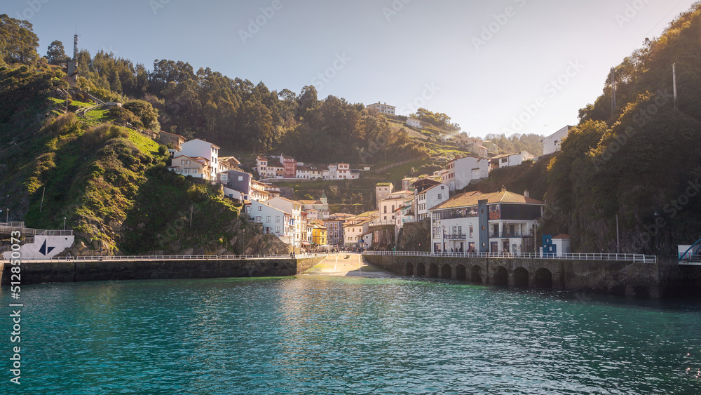 Most famous sight of the tourist town of Cudillero on the western coast of Asturias, Spain