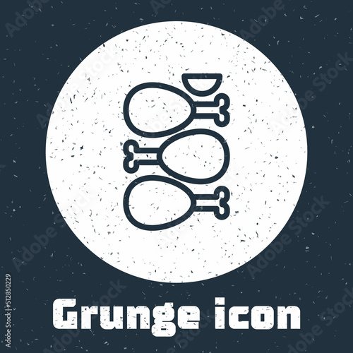 Grunge line Indian traditional food Tandoori chicken icon isolated on grey background. Monochrome vintage drawing. Vector