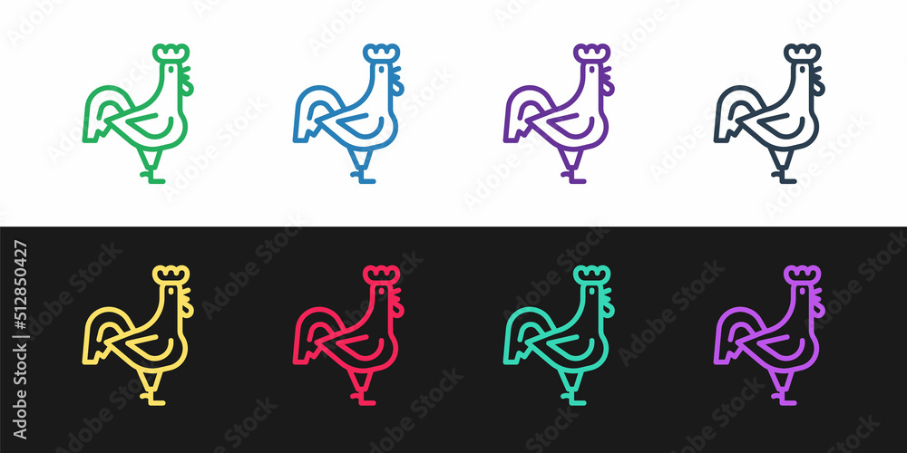Set line French rooster icon isolated on black and white background. Vector Set line French rooster icon isolated on black and white background. Vector