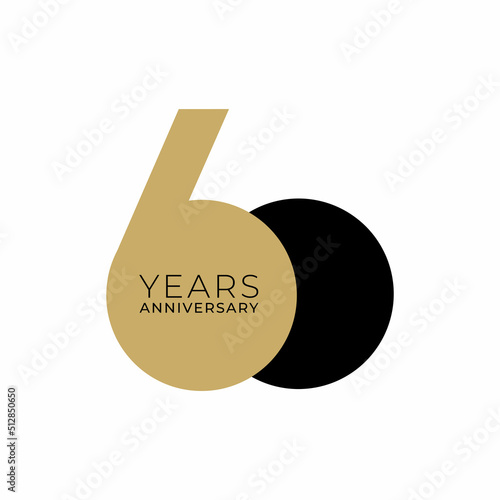 60 Year Anniversary Logo, Vector Template Design element for birthday, invitation, wedding, jubilee and greeting card illustration.